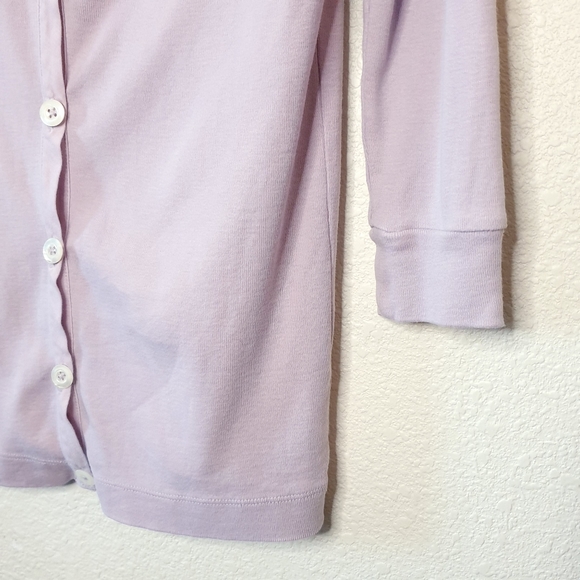 J. Crew Button Cardigan XS Women's Lavender  Shoulder Flower 3/4 Sleeves V Neck - Picture 4 of 12